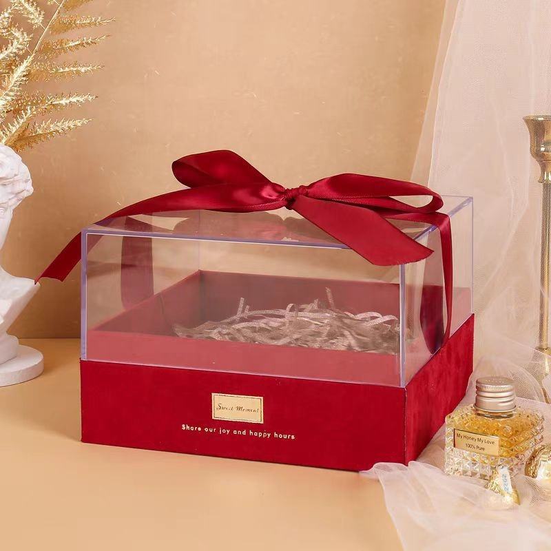 Elegant red premium gift box with ribbon